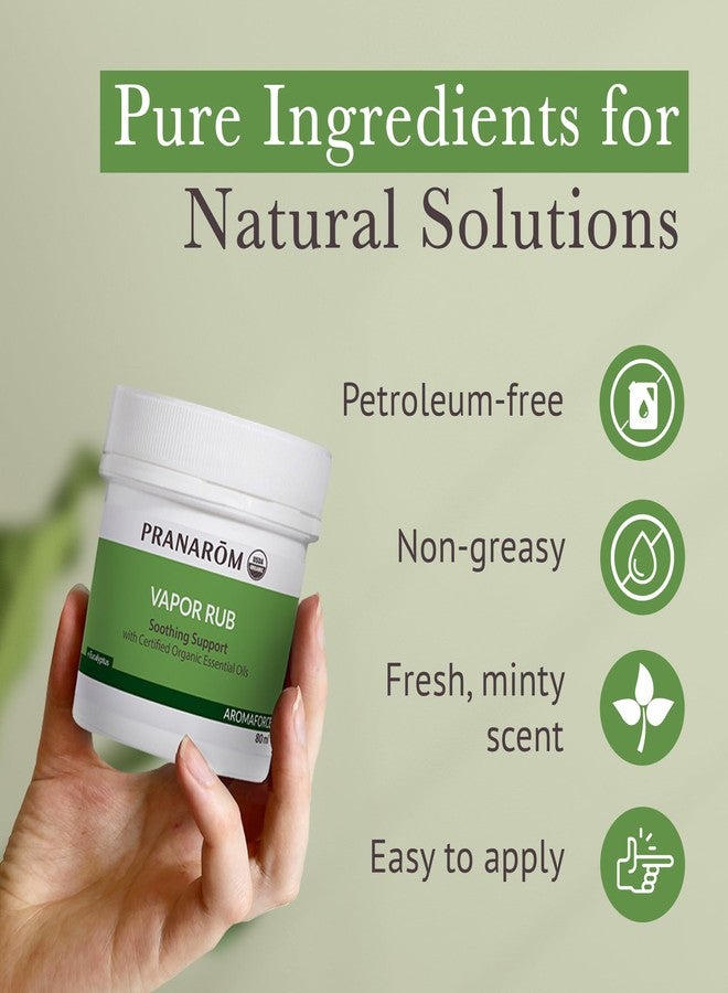 Pranarom USDA Certified Organic Vapor Rub (80ml) with Eucalyptus, Rosemary, & Thyme for Congestion and Sinus Support, Relieve Cough & Congestion, Petroleum Free, Safe for Kids & Adults - Image 5